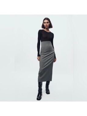 Zara  Grey high waisted Skirt